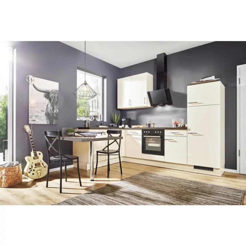 Eckk&uuml;che 175/285,2 cm in Magnolie, Eiche dunkel