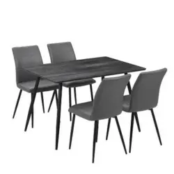 Tischgruppe in Metall, Textil Grau, Schwarz