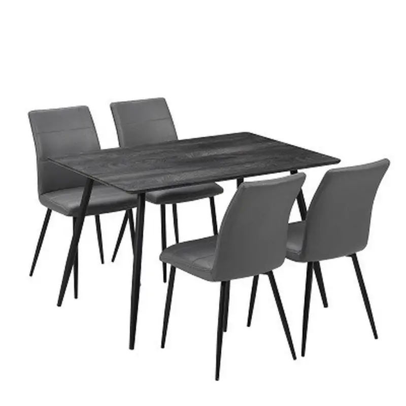 Tischgruppe in Metall, Textil Grau, Schwarz