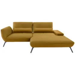 Ecksofa in Webstoff Currygelb 273/191 cm