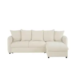 Ecksofa in Chenille Creme 254/160 cm