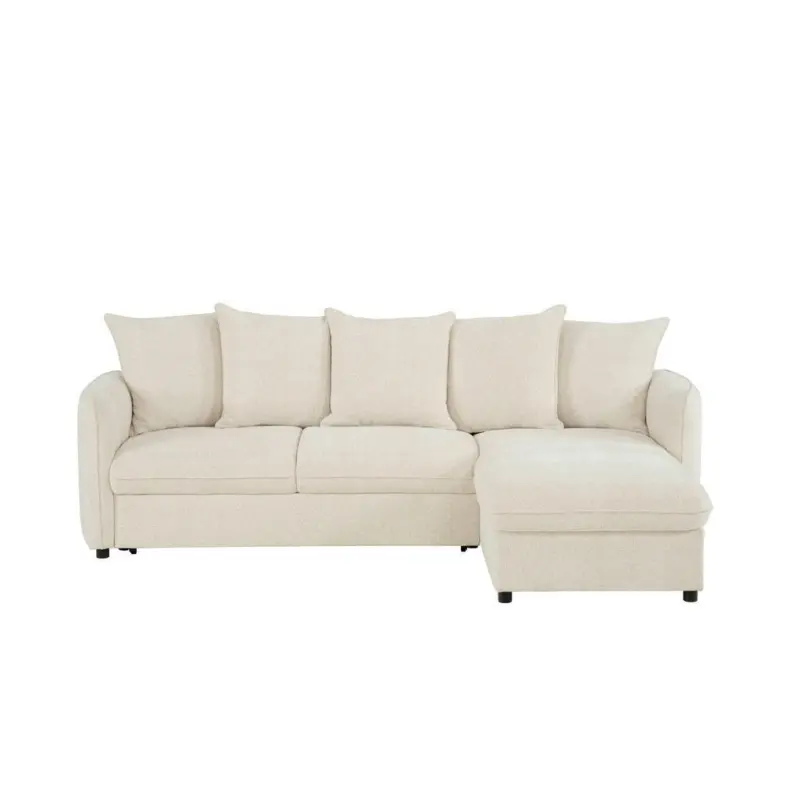Ecksofa in Chenille Creme 254/160 cm