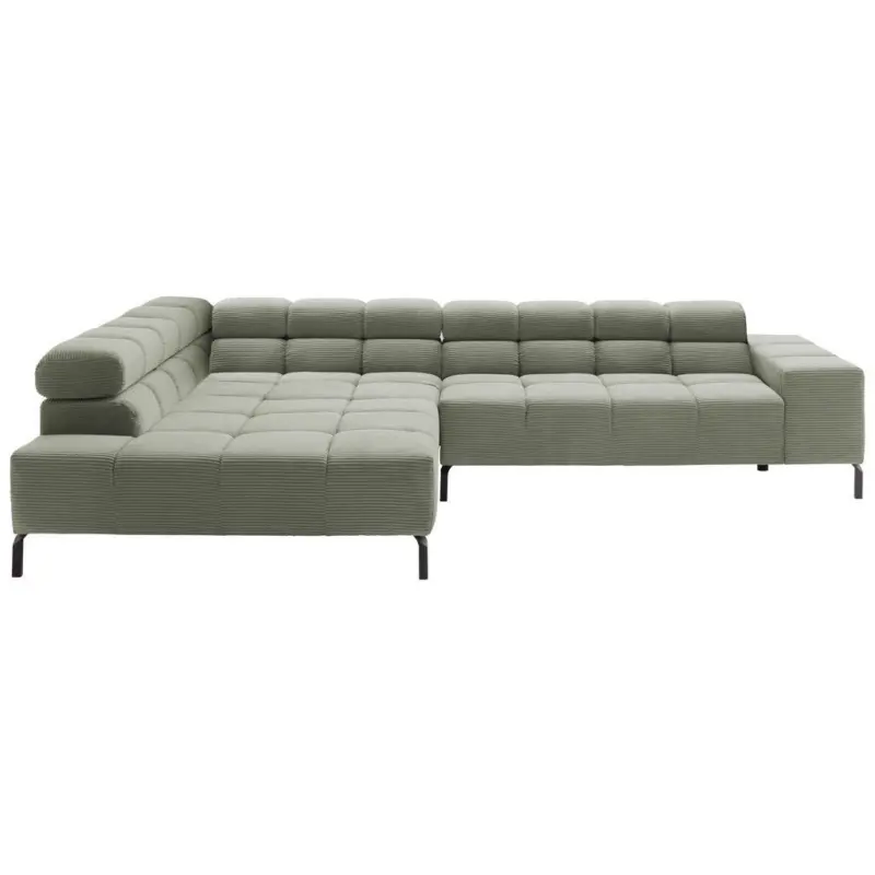 Ecksofa in Cord Dunkelgr&uuml;n 216/321 cm