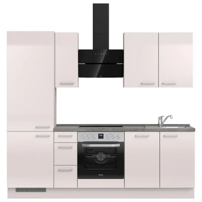 K&uuml;chenleerblock 240 cm in Schieferfarben, Hellgrau