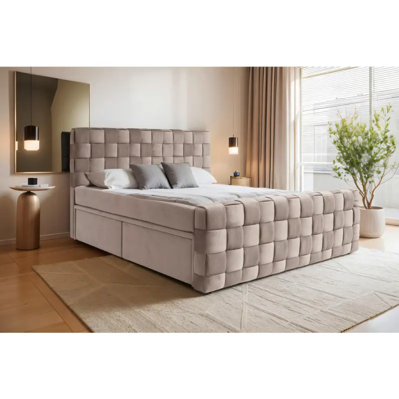 Boxbett 180/200 cm in Beige