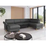 XXXLutz Lauterach - Ihr M&ouml;belhaus bei Bregenz Wohnlandschaft Glendale E in Flachgewebe Dunkelgrau