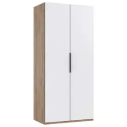 Dreht&uuml;renschrank in Wei&szlig;, Plankeneiche