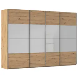 Schwebet&uuml;renschrank in Eiche Artisan, Seidengrau