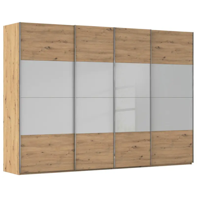Schwebet&uuml;renschrank in Eiche Artisan, Seidengrau