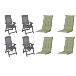 Gartenstuhl-Set Kunststoff, Textil Anthrazit, Gr&uuml;n