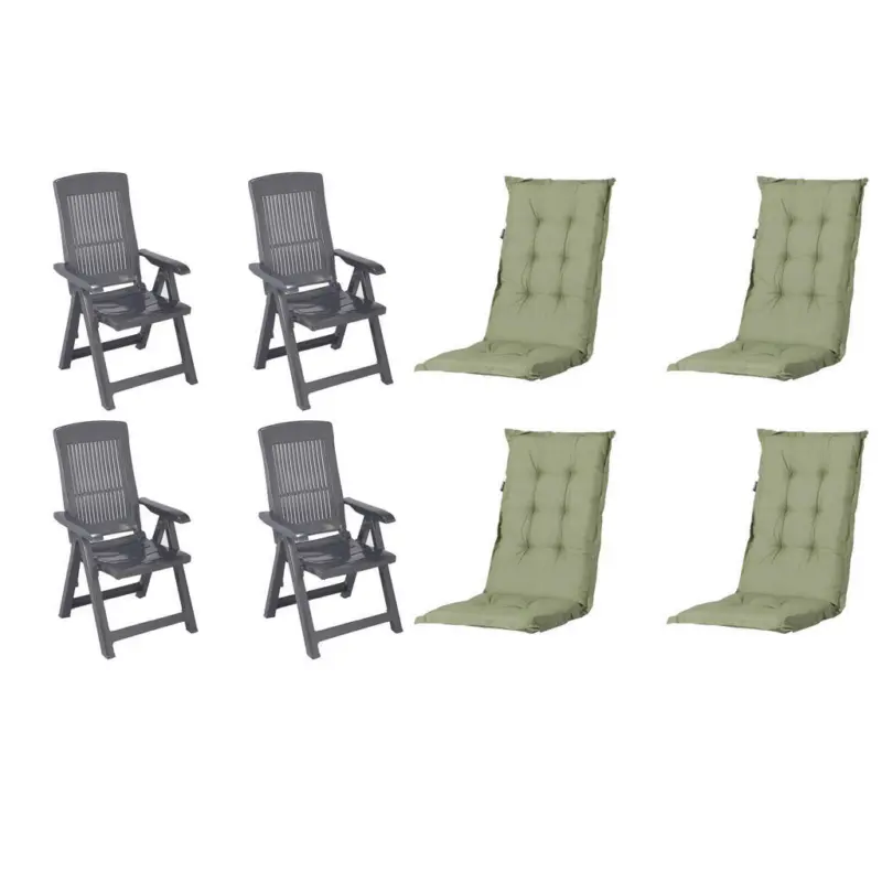 Gartenstuhl-Set Kunststoff, Textil Anthrazit, Gr&uuml;n