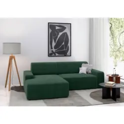 Ecksofa Wien in Cord Dunkelgr&uuml;n 162/246 cm