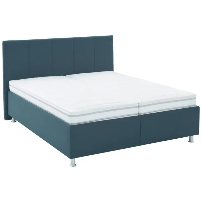 Polsterbett gepolstertes Kopfteil, Bettkasten, Lattenroste, Matratzen Blau, Dunkelblau 200/200 cm