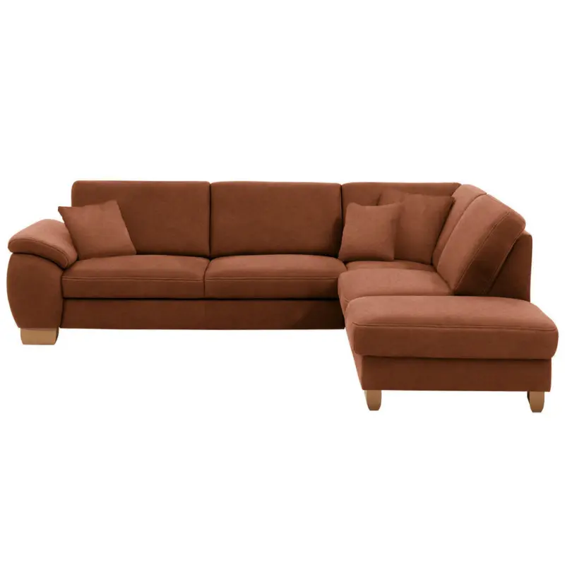Ecksofa in Mikrofaser Cognac 286/236 cm