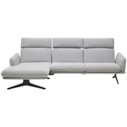 Ecksofa in Flachgewebe Hellgrau 152/259 cm