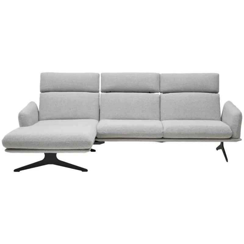 Ecksofa in Flachgewebe Hellgrau 152/259 cm