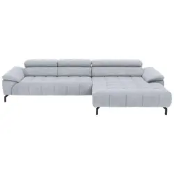 Ecksofa in Chenille Hellgrau 329/190 cm