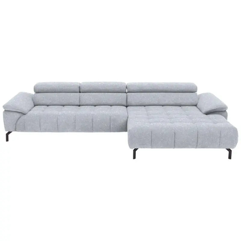 Ecksofa in Chenille Hellgrau 329/190 cm