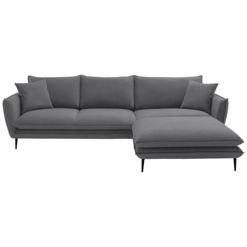 Ecksofa in Webstoff Dunkelgrau 304/196 cm