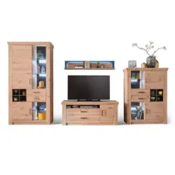 Wohnwand in Anthrazit, Eichefarben 371/211/55 cm