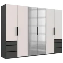 Dreht&uuml;renschrank in Graphitfarben, Wei&szlig;