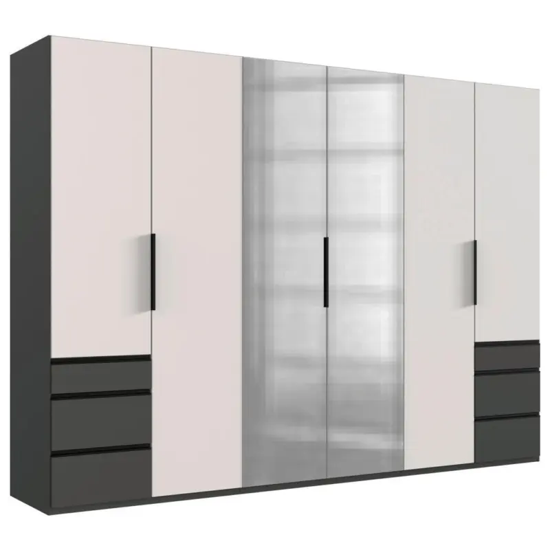 Dreht&uuml;renschrank in Graphitfarben, Wei&szlig;