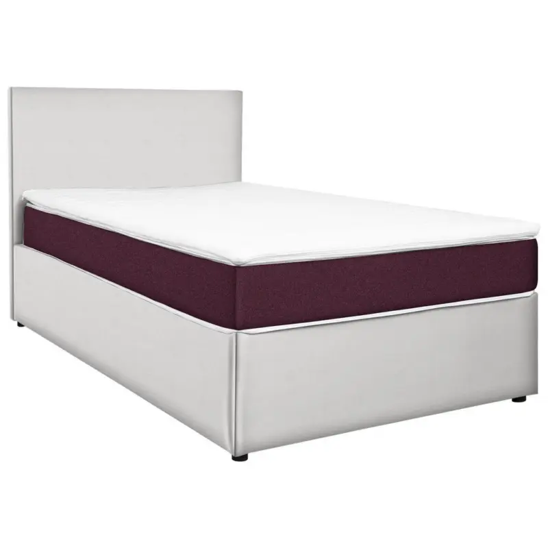 Boxbett 120/200 cm in Wei&szlig;, Brombeere