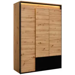 Dreht&uuml;renschrank in Schwarz, Eiche Artisan