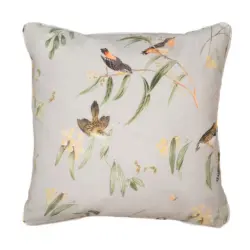 Outdoor-Kissen in Creme, Gelb, Gr&uuml;n Vogel 50/50 cm