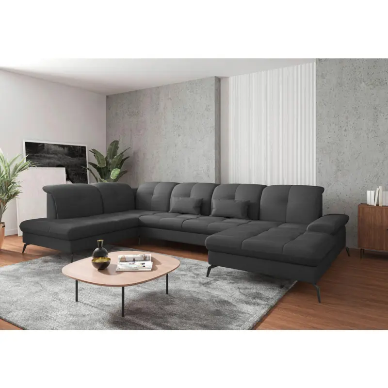 Wohnlandschaft in Flachgewebe Dunkelgrau