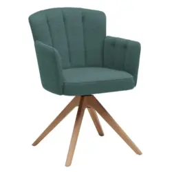 Armlehnstuhl in Holz, Textil T&uuml;rkis, Wildeiche