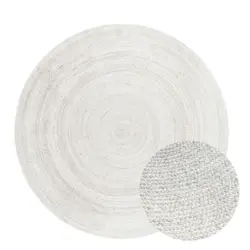 Juteteppich 140 cm Jute Braided Wei&szlig;