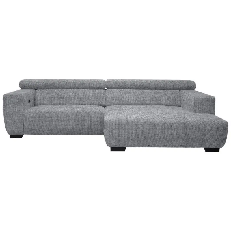 Ecksofa in Webstoff Grau 279/182 cm