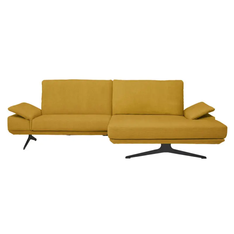 Ecksofa in Flachgewebe Currygelb 269/155 cm