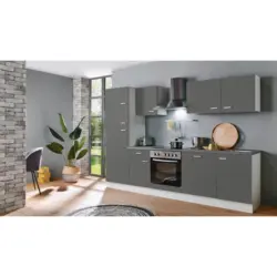 K&uuml;chenblock 280 cm in Graphitfarben, Wei&szlig;