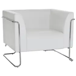 Designsessel in Lederlook Wei&szlig;