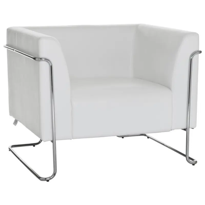 Designsessel in Lederlook Wei&szlig;