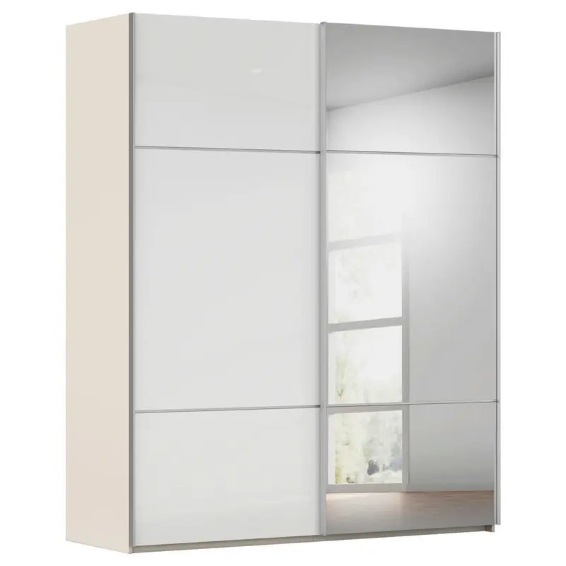 Schwebet&uuml;renschrank in Wei&szlig;, Champagner