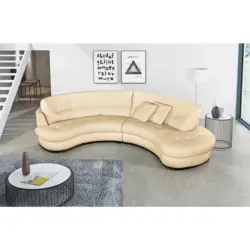 Ecksofa Bretania in Lederlook Echtleder Beige 300/113 cm