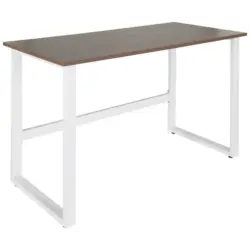 Schreibtisch 120/60/76 cm in Wei&szlig;, Walnussfarben