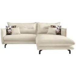 Ecksofa in Velours Beige 255/180 cm
