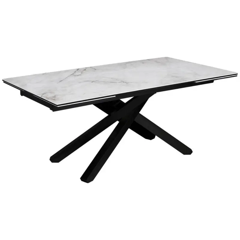 Esstisch in Metall, Glas, Keramik 180-280/76/98 cm