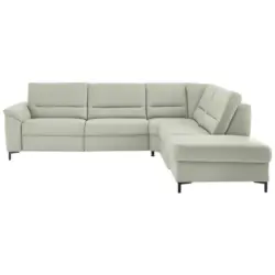 Ecksofa in Echtleder Silberfarben 290/249 cm