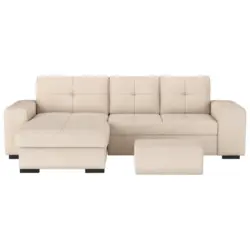 Eckschlafsofa in Mikrofaser Naturfarben