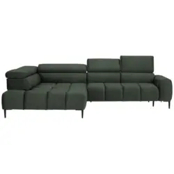 Ecksofa in Webstoff Dunkelgr&uuml;n 216/300 cm