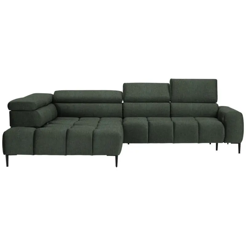 Ecksofa in Webstoff Dunkelgr&uuml;n 216/300 cm