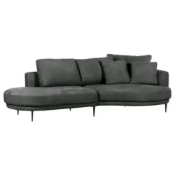 Ecksofa in Chenille Dunkelgrau 275/140 cm