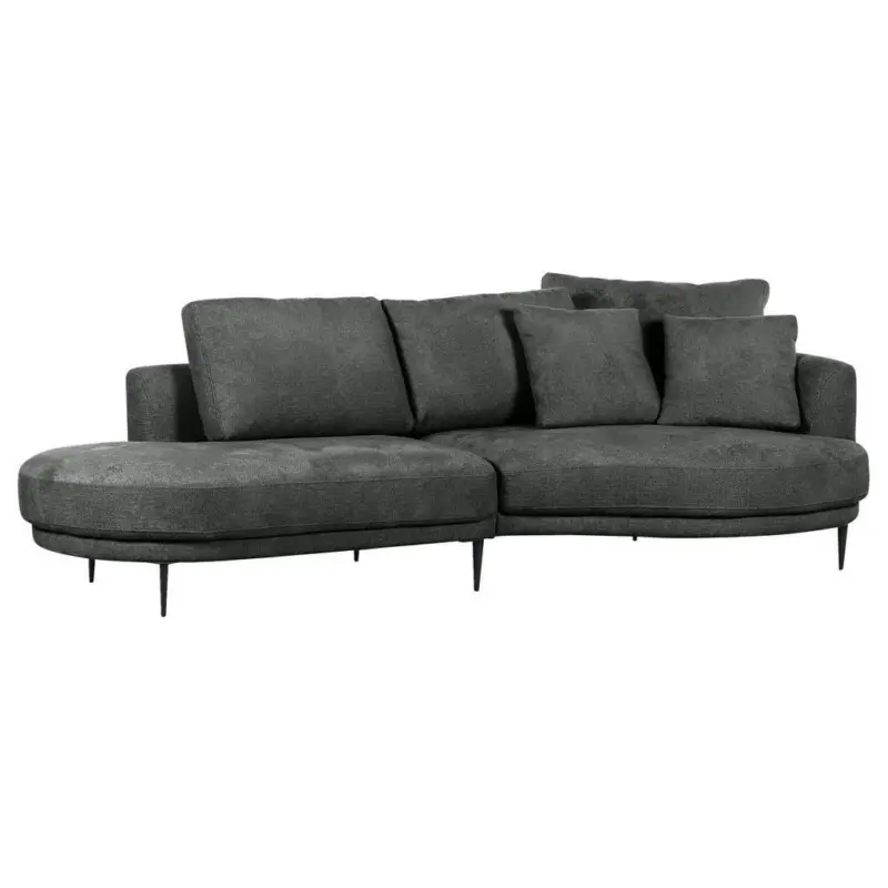 Ecksofa in Chenille Dunkelgrau 275/140 cm