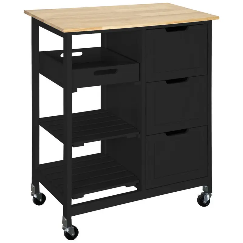 K&uuml;cheninsel in Naturfarben, Schwarz