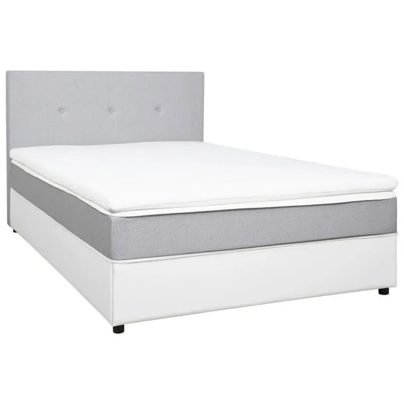 Boxbett 180/200 cm in Wei&szlig;, Hellgrau